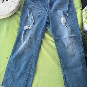 Judy Blue Light Blue Distressed Straight Leg Jeans